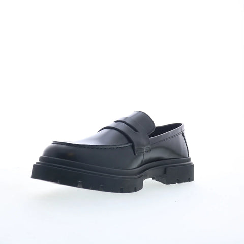 Steve Madden Zaccai Mens Black Leather Loafers & Slip Ons Penny Shoes