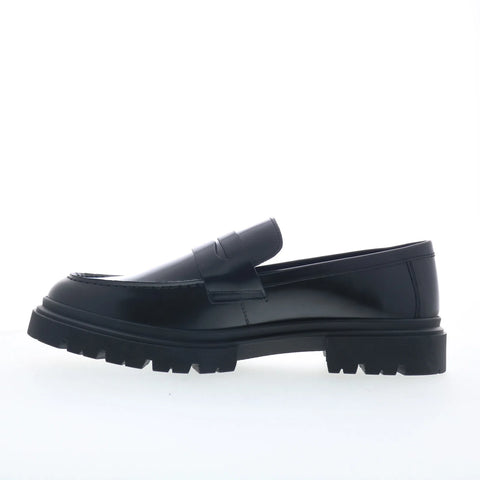Steve Madden Zaccai Mens Black Leather Loafers & Slip Ons Penny Shoes