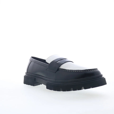 Steve Madden Zaccai Mens Black Leather Loafers & Slip Ons Penny Shoes