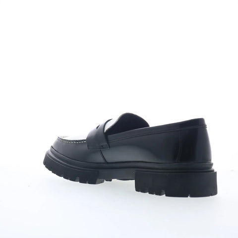 Steve Madden Zaccai Mens Black Leather Loafers & Slip Ons Penny Shoes