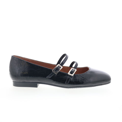 Miz Mooz Zaida Womens Black Leather Hook & Loop Loafer Flats Shoes