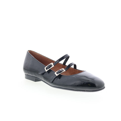 Miz Mooz Zaida Womens Black Leather Hook & Loop Loafer Flats Shoes