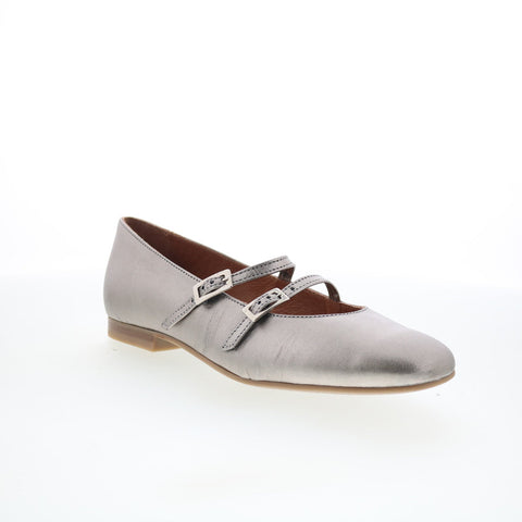Miz Mooz Zaida Womens Gray Leather Hook & Loop Loafer Flats Shoes