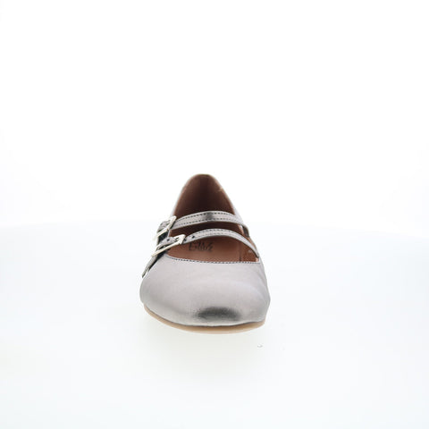 Miz Mooz Zaida Womens Gray Leather Hook & Loop Loafer Flats Shoes