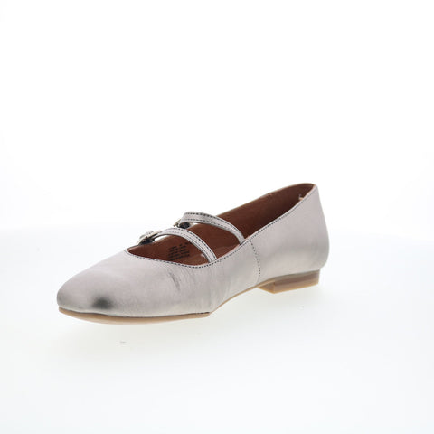 Miz Mooz Zaida Womens Gray Leather Hook & Loop Loafer Flats Shoes