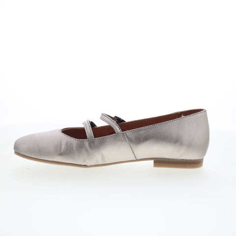 Miz Mooz Zaida Womens Gray Leather Hook & Loop Loafer Flats Shoes