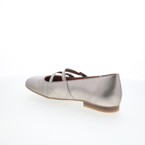 Miz Mooz Zaida Womens Gray Leather Hook & Loop Loafer Flats Shoes