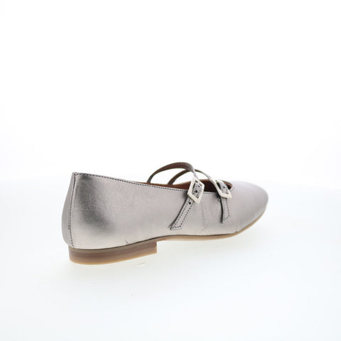 Miz Mooz Zaida Womens Gray Leather Hook & Loop Loafer Flats Shoes