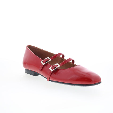 Miz Mooz Zaida Womens Red Leather Hook & Loop Loafer Flats Shoes