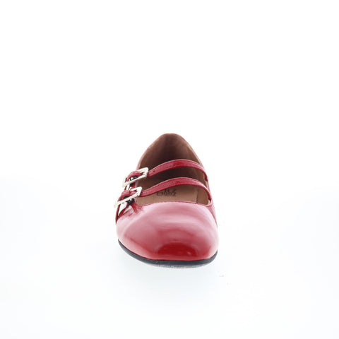 Miz Mooz Zaida Womens Red Leather Hook & Loop Loafer Flats Shoes