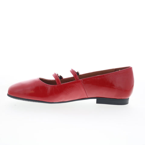 Miz Mooz Zaida Womens Red Leather Hook & Loop Loafer Flats Shoes