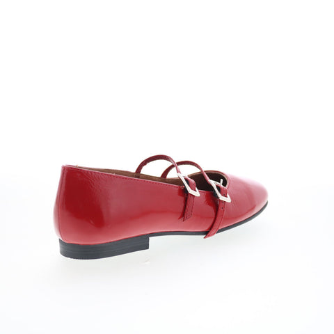 Miz Mooz Zaida Womens Red Leather Hook & Loop Loafer Flats Shoes