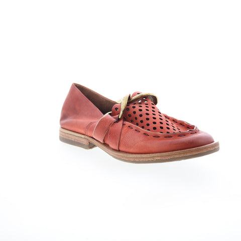 A.S. 98 Zander Womens Red Leather Slip On Loafer Flats Shoes
