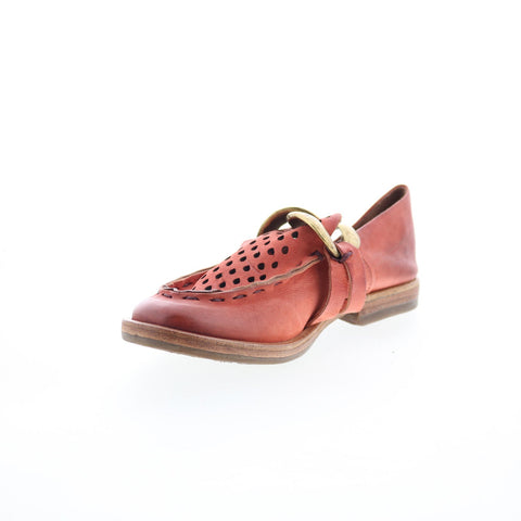 A.S. 98 Zander Womens Red Leather Slip On Loafer Flats Shoes