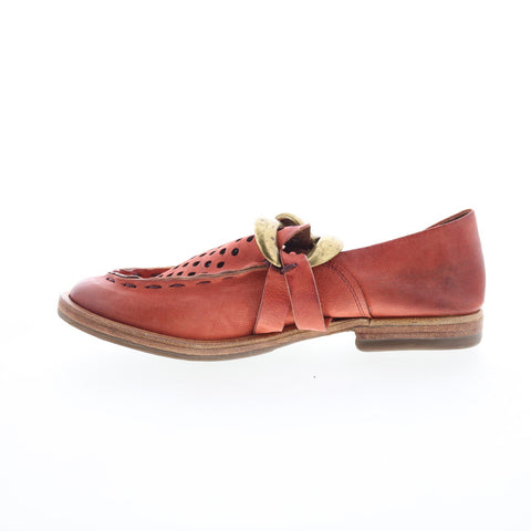 A.S. 98 Zander Womens Red Leather Slip On Loafer Flats Shoes
