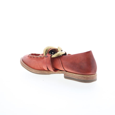 A.S. 98 Zander Womens Red Leather Slip On Loafer Flats Shoes