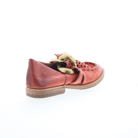 A.S. 98 Zander Womens Red Leather Slip On Loafer Flats Shoes