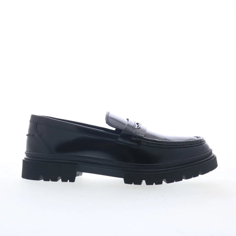 Steve Madden Zante Mens Black Leather Loafers & Slip Ons Penny Shoes