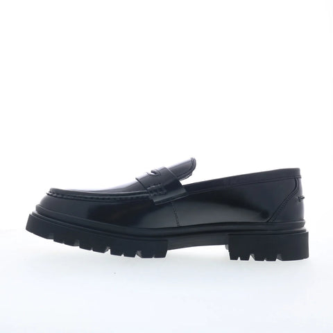 Steve Madden Zante Mens Black Leather Loafers & Slip Ons Penny Shoes