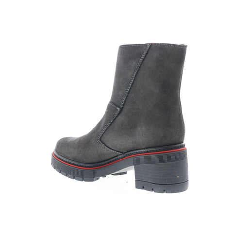 Bos. & Co. Zap Womens Gray Suede Zipper Ankle & Booties Boots