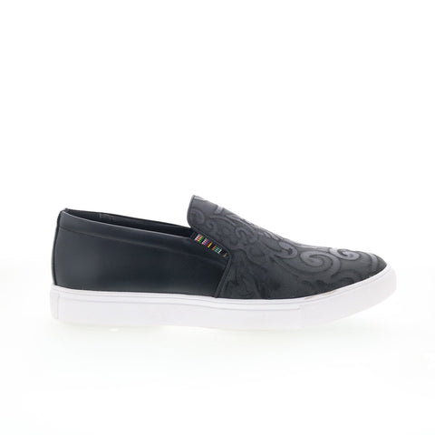 Robert Graham Arroyo Mens Black Leather Slip On Lifestyle Sneakers Shoes