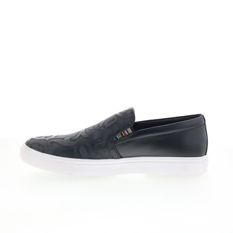 Robert Graham Arroyo Mens Black Leather Slip On Lifestyle Sneakers Shoes