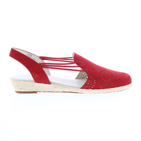 David Tate Zena Womens Red Narrow Suede Slip On Slingback Flats Shoes