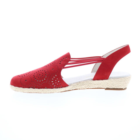 David Tate Zena Womens Red Narrow Suede Slip On Slingback Flats Shoes