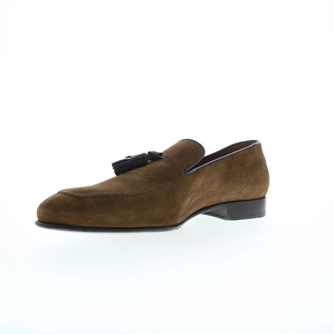Pastori by Di Bianco Zeno Suede Mens Brown Loafers & Slip Ons Casual Shoes