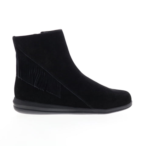 David Tate Zest Womens Black Extra Wide Suede Zipper Ankle & Booties Boots
