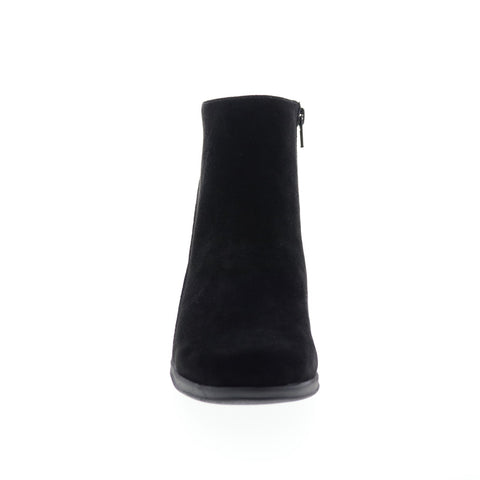 David Tate Zest Womens Black Extra Wide Suede Zipper Ankle & Booties Boots