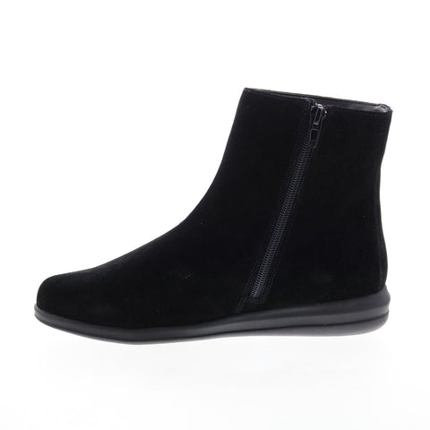 David Tate Zest Womens Black Extra Wide Suede Zipper Ankle & Booties Boots