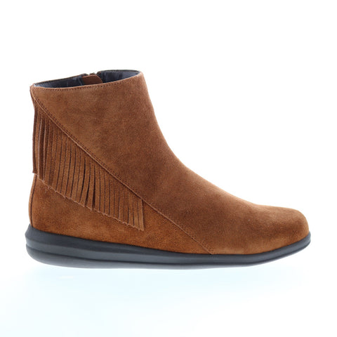 David Tate Zest Womens Brown Extra Wide Suede Zipper Ankle & Booties Boots