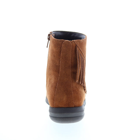 David Tate Zest Womens Brown Extra Wide Suede Zipper Ankle & Booties Boots