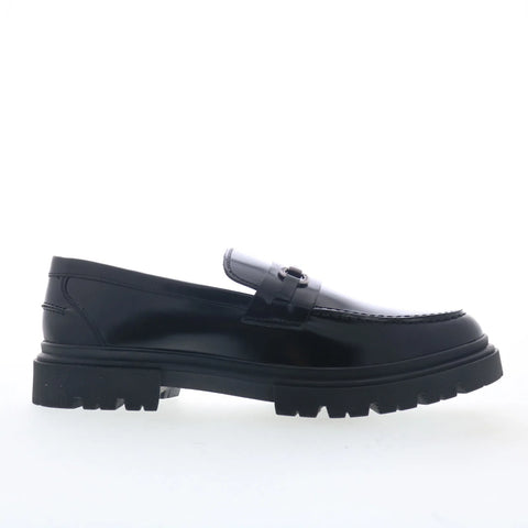 Steve Madden Zeus Mens Black Leather Loafers & Slip Ons Casual Shoes