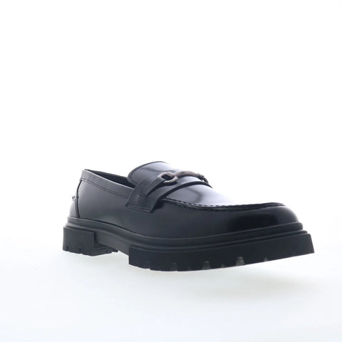 Steve Madden Zeus Mens Black Leather Loafers & Slip Ons Casual Shoes