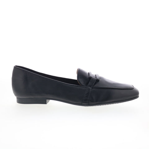 Miz Mooz Ziya Womens Black Leather Slip On Loafer Flats Shoes
