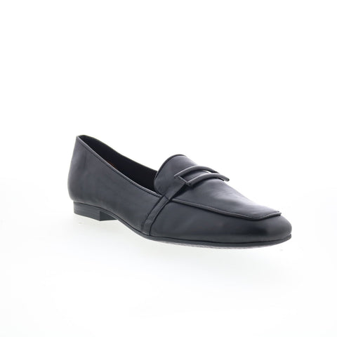 Miz Mooz Ziya Womens Black Leather Slip On Loafer Flats Shoes