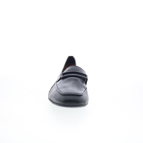 Miz Mooz Ziya Womens Black Leather Slip On Loafer Flats Shoes