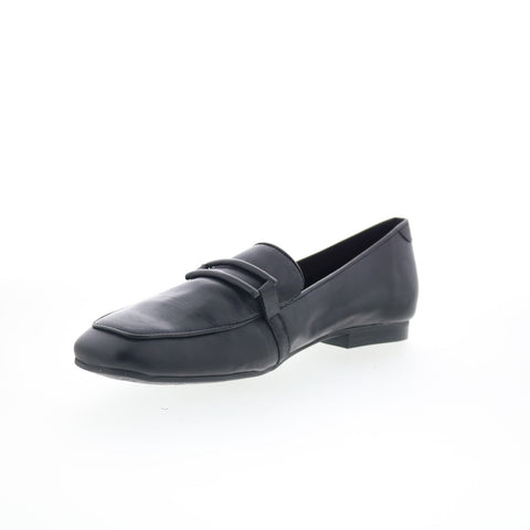Miz Mooz Ziya Womens Black Leather Slip On Loafer Flats Shoes