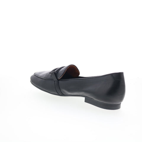 Miz Mooz Ziya Womens Black Leather Slip On Loafer Flats Shoes