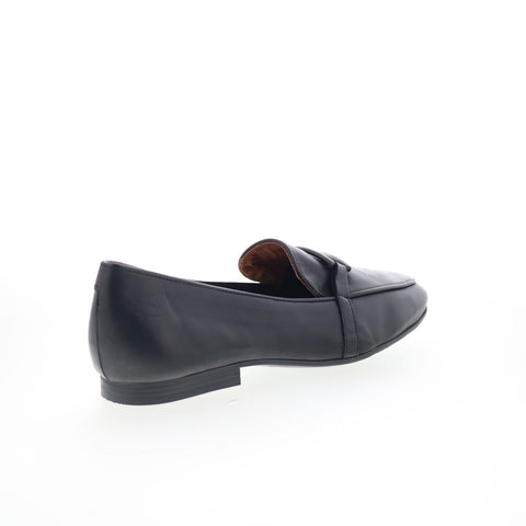 Miz Mooz Ziya Womens Black Leather Slip On Loafer Flats Shoes