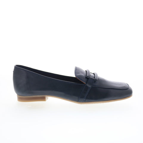 Miz Mooz Ziya Womens Blue Leather Slip On Loafer Flats Shoes