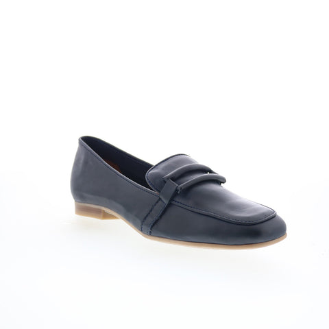 Miz Mooz Ziya Womens Blue Leather Slip On Loafer Flats Shoes