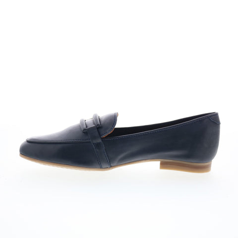 Miz Mooz Ziya Womens Blue Leather Slip On Loafer Flats Shoes