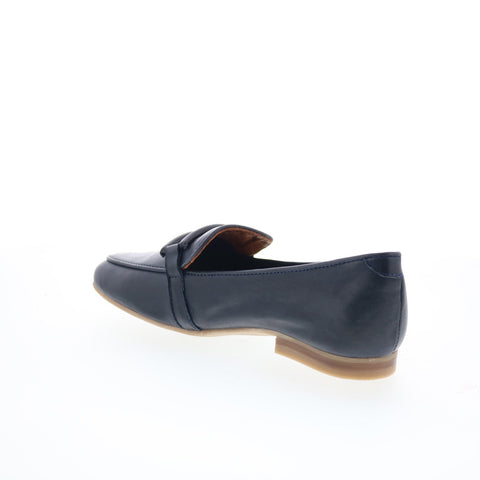Miz Mooz Ziya Womens Blue Leather Slip On Loafer Flats Shoes