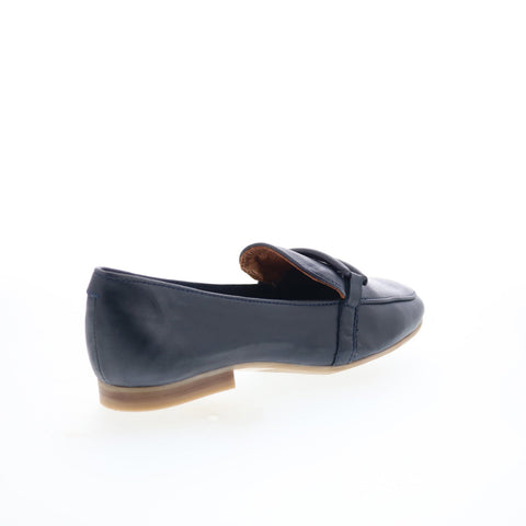 Miz Mooz Ziya Womens Blue Leather Slip On Loafer Flats Shoes