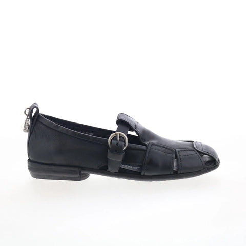 A.S. 98 Zoie Womens Black Leather Hook & Loop Loafer Flats Shoes