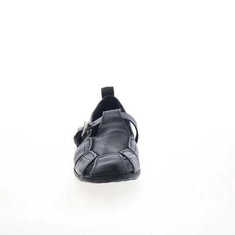 A.S. 98 Zoie Womens Black Leather Hook & Loop Loafer Flats Shoes