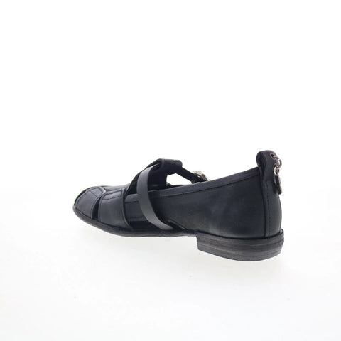 A.S. 98 Zoie Womens Black Leather Hook & Loop Loafer Flats Shoes